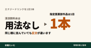 エネルギードリンクは同じ棚でも区分が違うことを示すアイキャッチ画像